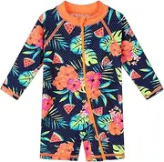[XFGIRLS] Baby Girls Swimsuit One Piece Long Sleeve Rash Guard Shirts Quick-Dry Bathing Suit