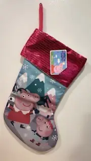 New Peppa Pig Ice Skating with Friends Christmas Stocking pink pastel