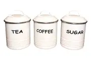 3pc Canister Set for Kitchen Counter Country Rustic Farmhouse Vintage Canisters