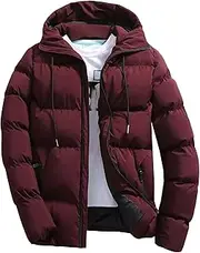 [Maiyifu-GJ] Men's Lightweight Puffer Jacket Hooded Winter Down Coat for Men Windproof Thicken Quilted Padded Coat Outerwear