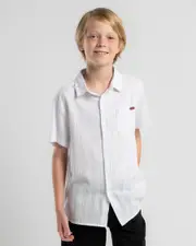 [Skylark] Skylark Boys' Novella Short Sleeve Shirt in Bone Cream Size 16 16 Bone Cream