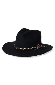 Brixton Messer Western Felted Wool Fedora in Black/Multi at Nordstrom, Size Medium