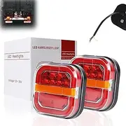 Binonus Trailer Lights, LED Brake Tail Lights Kit Bluetooth Cordless, IP67 Waterproof Rechargeable with Powerful Suction Base for Trucks RVs Boats