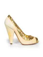 Yellow Patent Peep Toe Heels