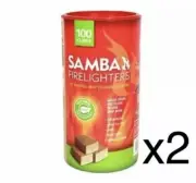 2 Packs Of 100 X Natural Firelighters Samba 100% Natural Quick & Easy