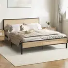 Oikiture Metal Bed Frame Double Size Beds Base Platform Rattan