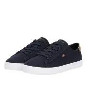 [Tommy Hilfiger] Canvas Metallic Heel Trainers in Space Blue