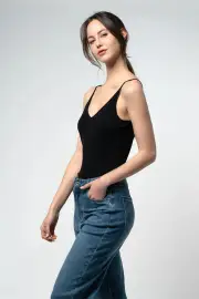 Sandra Merino Wool Singlet Australia – 100% Wool Lace Strap Singlet, Black / M