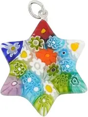 [Glass Of Venice] GlassOfVenice Murano Glass Millefiori Star Of David Pendant - Pastels