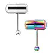 2pcs Vibrating Tongue Rings Stainless Steel Tongue Rings Men Women Tongue Piercing Jewelry With Batteries As Shown