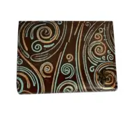 Anuschka Tooled Leather Mini-Two-Fold RFID Wallet-Waves Brown-NEW