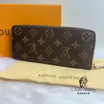 【全國購】 LV 路易威登 CLEMENCE 經典老花 MONOGRAM帆布 粉色 拉鏈錢包 長夾 M61298