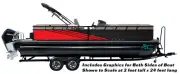 Red Corner Stripes Black Graphic Wrap Kit Decal Bass Fishing Boat Vinyl Pontoon