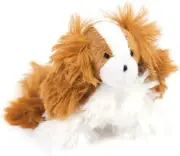 Oscar Newman Cavalier King Charles Pipsqueak Toy, 5-inch Length, White and Brown