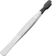 POPETPOP Stainless Steel Flat Tweezers with Rubber Tips Precision Slip Tweezers for Jewelry Making Stamp Collecting and Crafting Lightweight and Durable Tools for Delicate