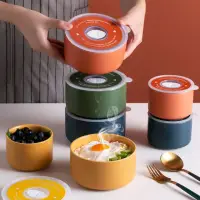 在飛比找momo購物網優惠-【樂邁家居】可微波 烤箱 陶瓷便當盒(四色任選)