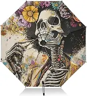 [PDZRMY] UV Protection Travel Umbrella Skeleton Garland Cool Compact for Rain and Sun - Auto Open and Close UPF 50+ Windproof Portable 46” Sun Umbrella for Women and Men