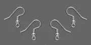 200 Stainless Steel EarWires Earings with Silver plated Bead + Coil Ear Wires