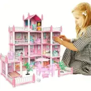 DIY 3D Princess Castle Dollhouse Assembly Villa Set Family Toys for Girls