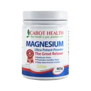 New Cabot Health Magnesium Ultra Potent Powder Citrus 465g Relaxer of Cramps