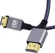 tunghey 8K Mini HDMI to HDMI Cable, Aluminum Braided 8K@60Hz 4K@120Hz High Speed HDMI 2.1 Bidirectional HDR eARC Compatible with Ras-pberry Pi Zero Camera Tablet Projector (2M)