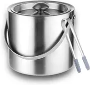 Sipoyen Ice Bucket with Lid, Handle and Tong Insulated Stainless Steel Champagne Bucket 3L Wine Bucket for Party Bar Cart Accessories Large Double Wall Bucket Keep Frozen