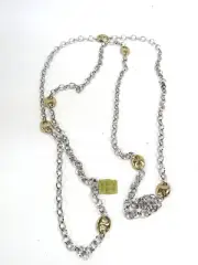 Napier Vintage Shiny Silver / Gold Tone Necklace New With Tag 29" Long #EL
