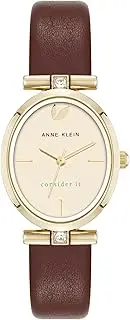 [Anne Klein] Ladies Watch with Premium Crystal Accents and Sustainable Leather Strap, brown