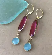 Tourmaline tone Gold plated Sundance charm handmade earrings Artisan Jewelry