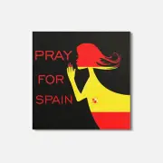 Virus Pray For Spain 4'' X 4'' Square Wooden Coaster