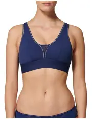 [Simone Perele] Harmony Wire Free Sports Crop Bra in Blue