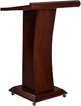 Portable Church Pulpit Solid Wood Lectern with Wheels Tilting Table Podium Standing Pulpit for Wedding Hotel Speech School