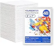 YOURSORTER Small Canvases for Painting 5x7 inch, 48 Pack Bulk Painting Canvas Boards for Novices & Artists, Gesso Primed Acid-Free 100% Cotton, Mini Blank Canvas Panels for Oil, Watercolor, Acrylic