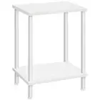 End Table, Small Side Table, Nightstand with 2-Layer Storage Shelves, 1 White