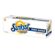 Sunkist Zero Sugar Orange Soda 12 Pack of 12 oz Cans