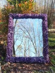 Marble Decorative Mirror Amethyst Crystal Resin Pier Dressing Glass for Bedroom