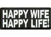 EMBROIDED PATCH HAPPY WIFE MOTORCYCLE JACKET CAP SHIRT HELMET HARLEY HONDA 4WD