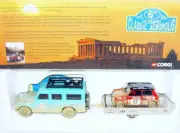 Corgi Toys 1:36 Weathered LAND ROVER LWB + MINI COOPER ACROPOLIS RALLY & TRAILER