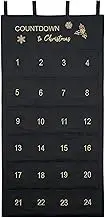 Fabric Christmas Advent Calendar, Christmas Hanging Advent Calendar 24x47'', Cloth Christmas Countdown Calendar Black