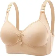 [Generic] Support Bra Women Sexy Lace Back Button Shaping Cup Adjustable Shoulder Strap Large Size Underwire Bra Sports Bras for Women Cotton
