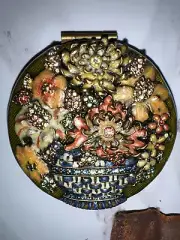 Jay Strongwater Basket of Flowers Mirrored Compact Multi Color Enamel/Crystal