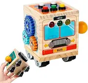 Busy Cube | LED Bus Sensory Board,Early Educational Activity, Portable Fine Motor Skill Toy for Learning Life Skills
