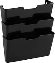 Amazon Basics Hanging 3 Tier Wall File Organizer - Pack of 3, 33 x 38 cm, Black