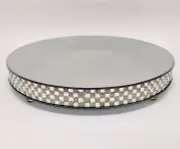 Cake Stand Silver Mirror Faux Rhinestone Border 4-Ball Feet 18"Dia 2.75"High