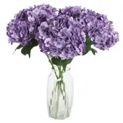4PCS Real Touch Hydrangea Artificial Flowers 21'' Large Latex Fake Purple