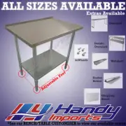 610 X 762mm NEW 304 STAINLESS STEEL FOOD SQUARE WORK CORNBER BENCH W/ SPLASHBACK