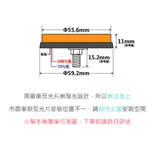 SLO【LED 圓形反光片】高亮度 高反光 兩段發光 方向燈 定位燈 反光 安全 日行 反光板 機車 反光燈 反光燈片