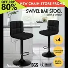 ALFORDSON 4x Bar Stools Ralph Kitchen Swivel Chair Fabric Gas Lift Black