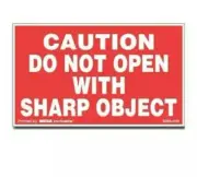 CAUTION DO NOT OPEN WITH SHARP OBJECT Pressure Sensitive Lables -2 rolls