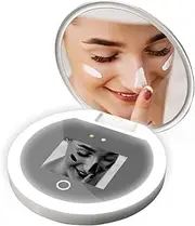 UV Mirror for Sunscreen Test, Compact Mirror with UV Camera, Travel Makeup Mirror with 2X Magnification, 3 Light Settings, Handheld Double Sided Pocket Mirror
